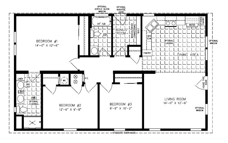 the floor plan for a mobile home with two bedroom and an attached living room area