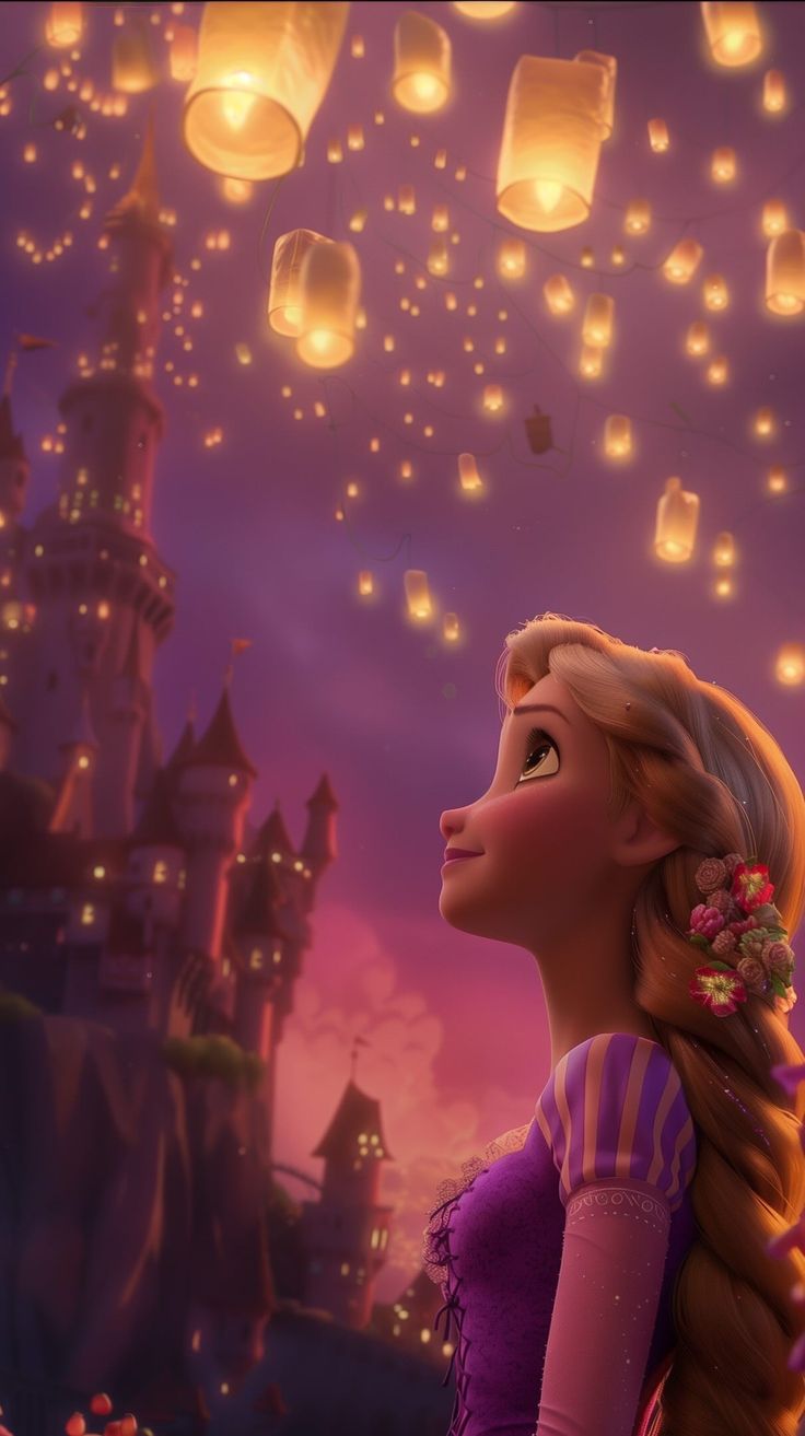 the tangled tale of rapp and rapp from tangled tales is shown with lanterns floating above