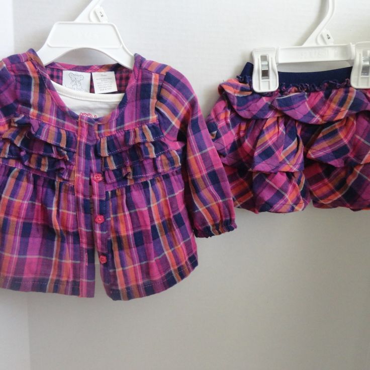 Infant Girl Plaid Ruffled Skirt Set Cute Purple Spring Sets, Playful Purple Playtime Set, Playful Purple Long Sleeve Sets, Multicolor Ruffled Sets For Playtime, Purple Ruffled Sets For Spring, Cute Long Sleeve Purple Sets, Cute Purple Long Sleeve Sets, Spring Purple Ruffled Sets, Koala Kids