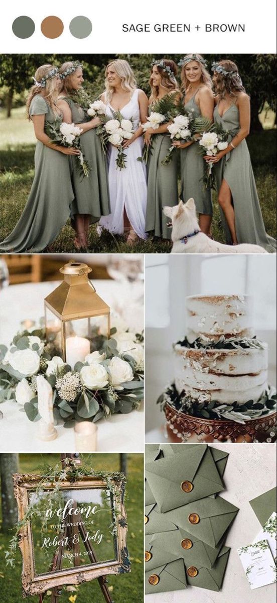 green and brown wedding color scheme