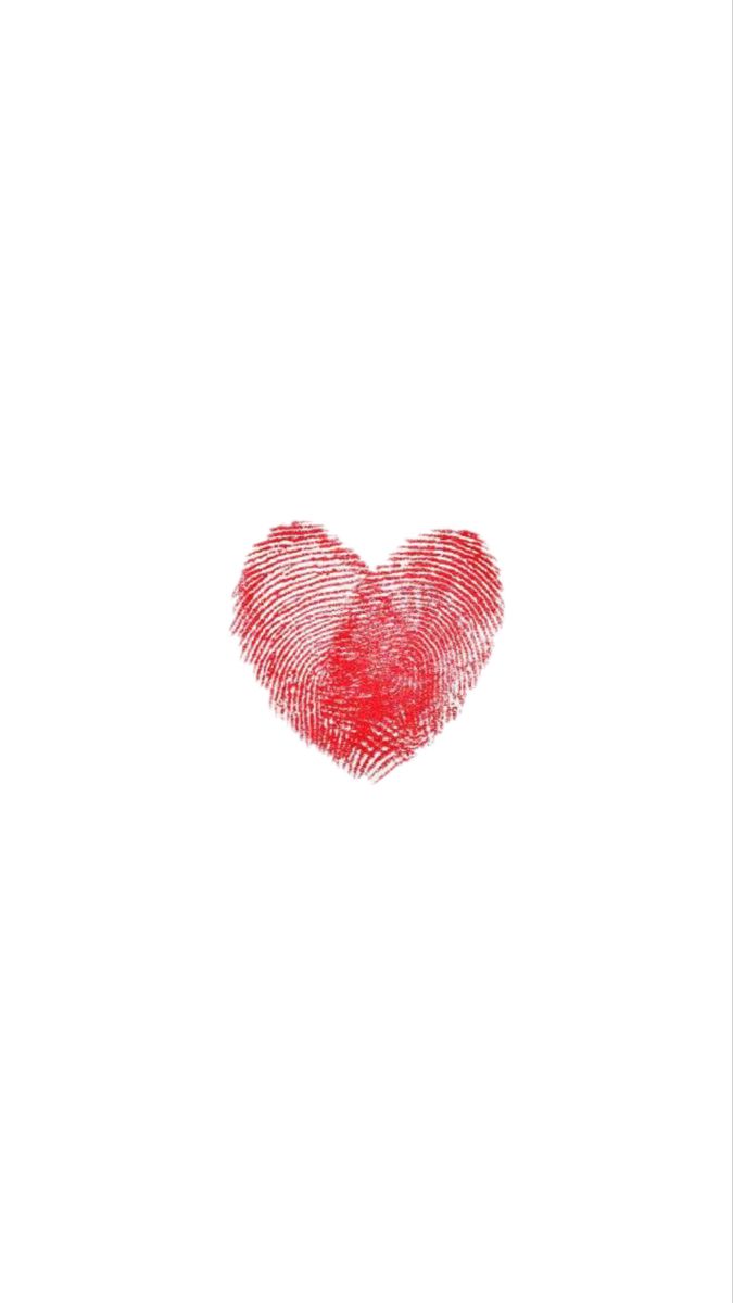 a red fingerprint in the shape of a heart on a white background with space for text