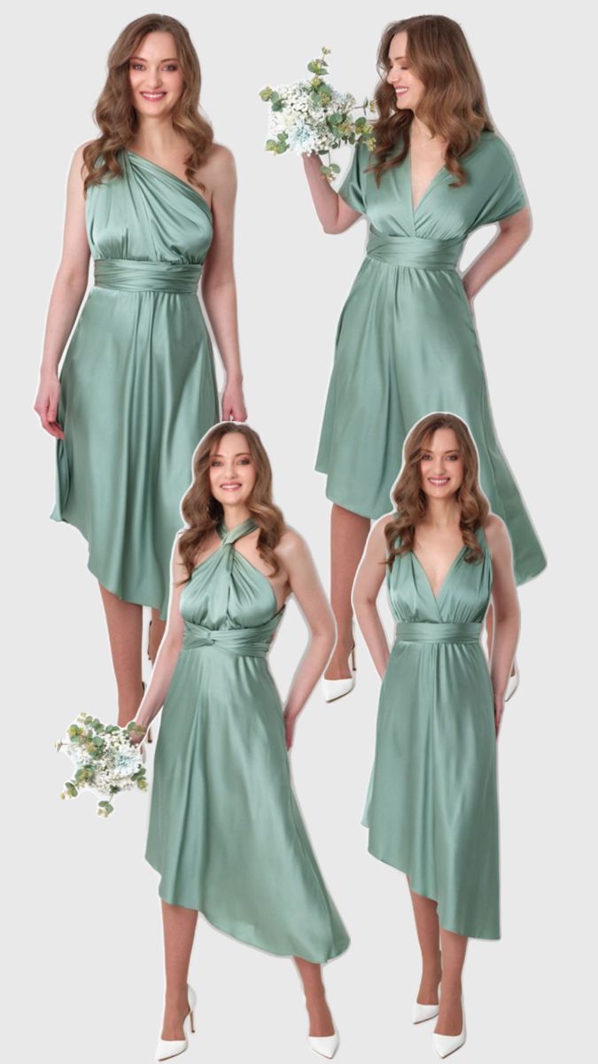 Bridesmaid dress, wedding guest dress, infinity dress, convertible dress Silk Bridesmaid Dresses, Dress Wedding Guest, Infinity Dress, Convertible Dress, Dress Wedding, Bridesmaid Dress, Silk Dress, Sage Green, Wedding Guest Dress