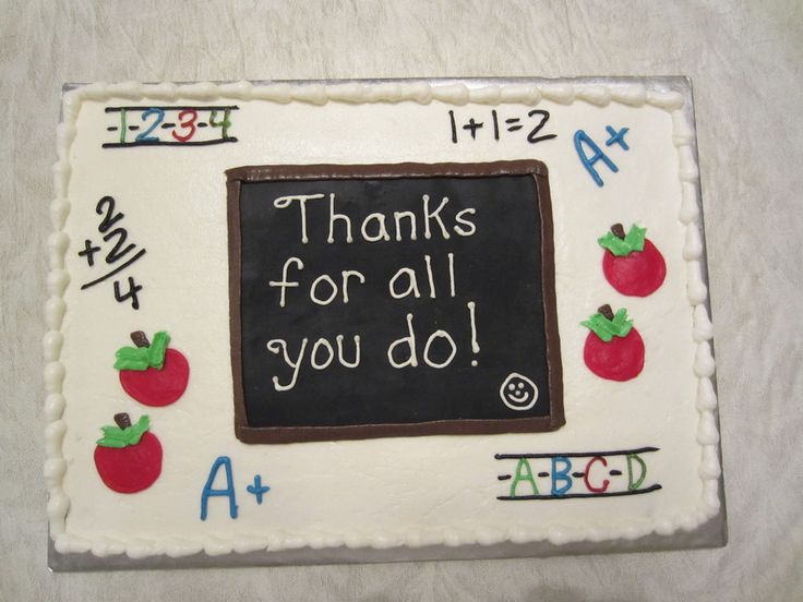 a cake with writing on it that says thanks for all you do and apple's