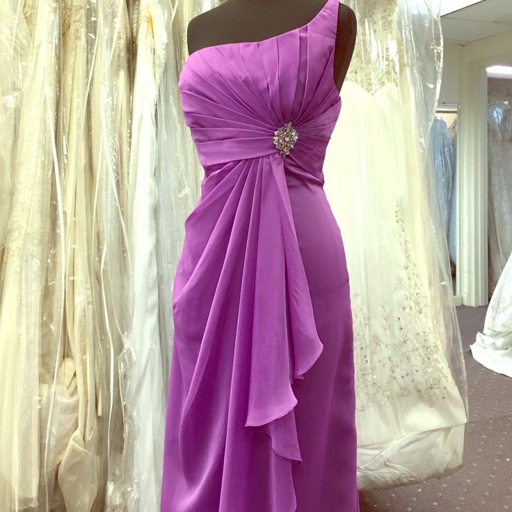 One Shoulder, Silver Embellishment, Gathered Detail Purple Gown, Electric Purple, Purple Gowns, Dress First, Color Purple, One Shoulder Formal Dress, One Shoulder, Size 10, Formal Dresses