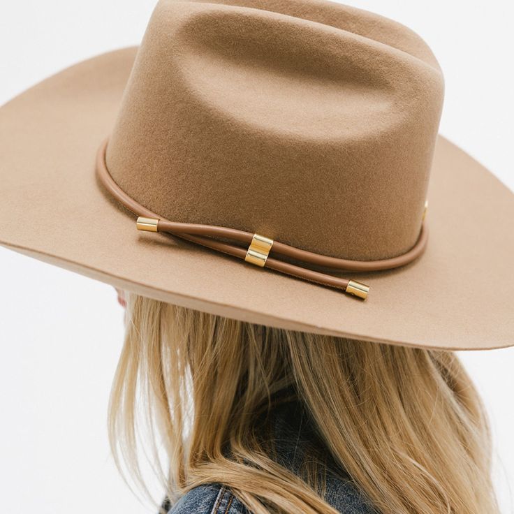 Gigi Pip hat bands + trims for women's hats - Cara Loren Vegan Wrap Band - leather vegan adjustable wrap band featuring gold plated metal hardware [brown] Trendy Adjustable Leather Hat, Adjustable Fedora For Everyday Use In Fall, Adjustable Fedora For Everyday Wear In Fall, Adjustable Fedora For Everyday Fall Wear, Adjustable Gold Wide Brim Fedora, Elegant Brown Hat Band For Everyday, Western Style Hat Bands For Everyday Fall, Modern Adjustable Fedora, Chic Adjustable Brown Fedora