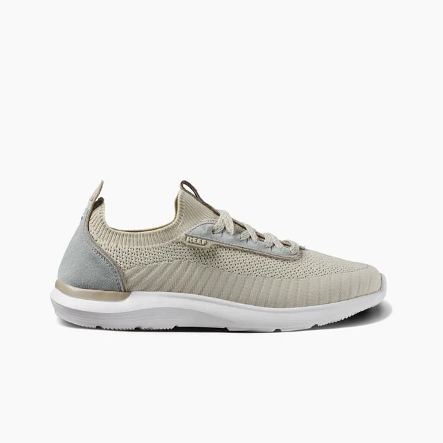 Men's Swellsole Valle Shoes in Cream | REEF® Athleisure Sneakers For Light Sports, Casual Stretch Sneakers For Running, Casual Stretch Sneakers For Sports, Athleisure Sneakers With Cushioned Stretch Footbed, Casual Running Shoes With Cushioned Footbed For Light Exercise, Sporty Sneakers For Light Exercise, Casual Low-top Stretch Sneakers, Casual Stretch Low-top Sneakers, Casual Sneakers With Arch Support For Light Sports