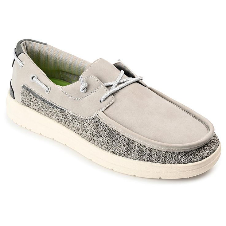 Vance Co. Mens Carlton Casual Slip-on Sneaker  A summer vacation-ready boat shoe you can slip on at a moment's notice. The Carlton by Vance Co. features soft vegan leather and fabric uppers topped with a classic tie detail. A 6 mm Tru Comfort Foam™ footbed offers all-day support, and a Hybrid EVA/rubber outsole combines light-weight flexibility and durability. All measurements are approximate and were taken using a size 9. Please note measurements may vary slightly by size.      Heel height: App Summer Low-top Boat Shoes With Rubber Sole, Casual Slip-on Summer Boat Shoes, Casual Low-top Boat Shoes For Summer, Casual Summer Boat Shoes With Rubber Sole, Synthetic Slip-on Boat Shoes With Cushioned Footbed, Boat Shoes With Textured Sole And Slip-on Design, Slip-on Boat Shoes With Textured Sole, Casual Slip-on Boat Shoes With Ortholite Insole, Casual Slip-on Boat Shoes