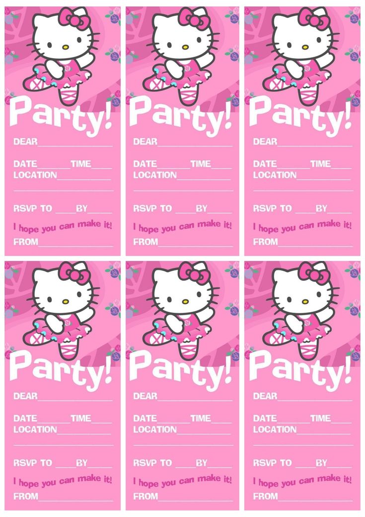 hello kitty birthday party ticket with pink background