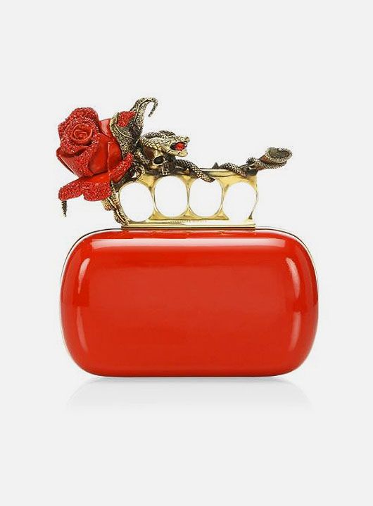 This Is What a Stunning Evening Clutch Looks Like - Alexander McQueen clutch bags Rose Jewelry Flower, British Lady, Alexander Mcqueen Clutch, Boots Dresses, Knuckle Duster, Louis Vuitton Gucci, Leather Frames, Valentines Day Ideas, Jewelry Flower