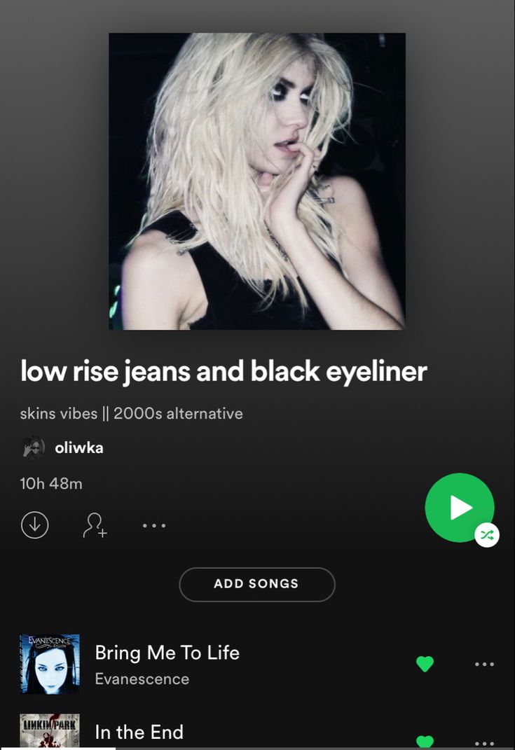 the music player is showing an image of a woman with long blonde hair and black eyeliner