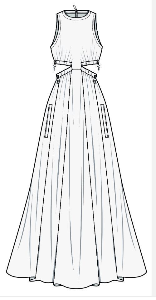 the front view of a white dress with pockets