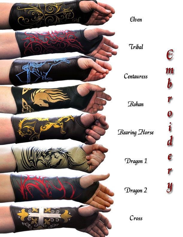 the arm sleeves have different designs on them and are designed to look like dragon tattoos