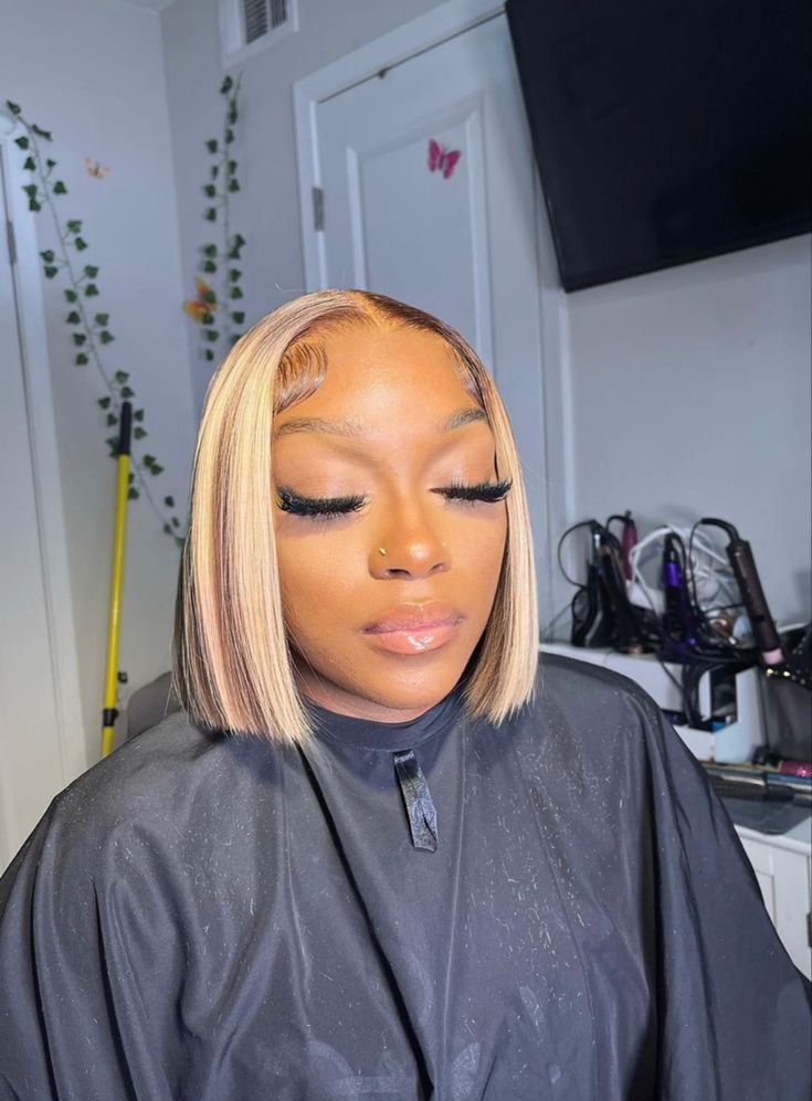 Blonde Frontal Bob Wig, Bob Colored Wigs, Blond Bobs Black Women, Blonde Bob Lace Front Wigs Black Women, Colored Bob Wigs For Black Women, Brown Bob Wig Black Women, Wig Bobs For Black Women, Blonde Hair Bob Black Women, Colorful Bobs For Black Women