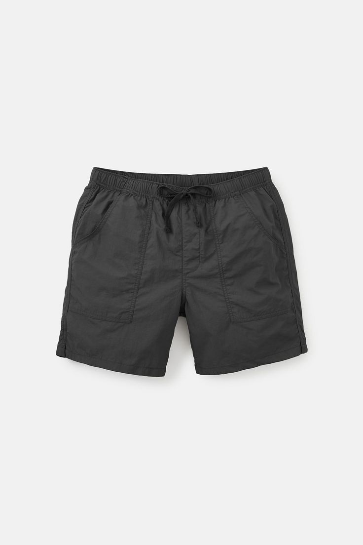 Inspired by one of our original 1970's walk-short designs, the Trails Nylon Short is the newest addition to our trunks collection. The Trails Nylon Shorts are made from 100% Nylon for a lighter weight than our other Trails Shorts. 100% nylon fabric Front patch pockets Back velcro pocket Faux fly 17" outseam Model is 6’0, 170lbs and wears a size M | TRAILS NYLON SHORT Men's Size Medium in Black by Katin Nylon Shorts, Cut Clothes, Thermal Sweater, American Jeans, Beanie Style, Designer Shorts, Nylon Fabric, Active Wear Leggings, Skirt Leggings