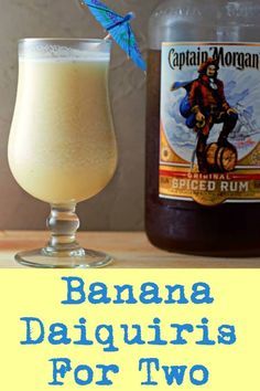 Banana Daiquiri Recipe, Captain Morgan Drinks Spiced Rum, Captain Morgan Drinks, Spiced Rum Drinks, Captain Morgan Spiced Rum, Banana Daiquiri, Ice Blended, Beautiful Drinks, Rum Drinks Recipes