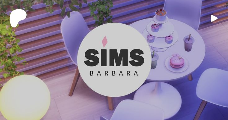 there is a small table and chairs in the room that says sims barbara