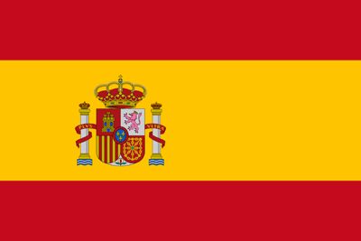 the flag of spain is shown in red, yellow and white with a crown on top