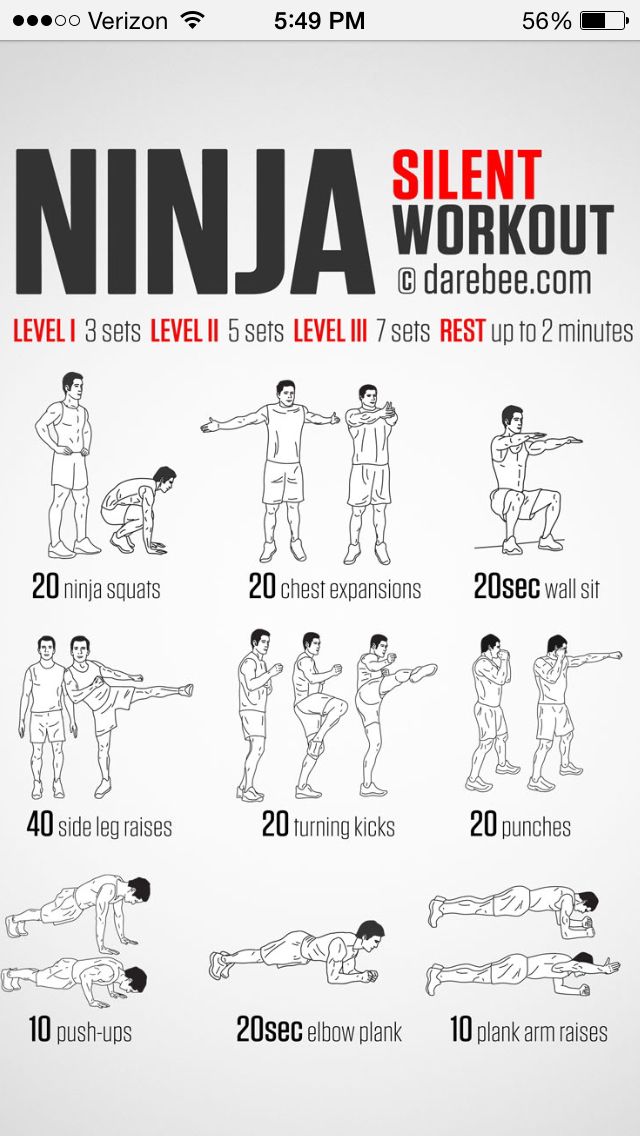 a poster showing how to do the ninja workout