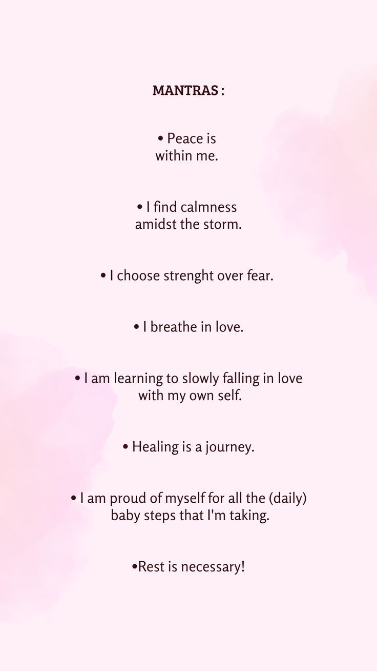 a pink watercolor background with the words mantras