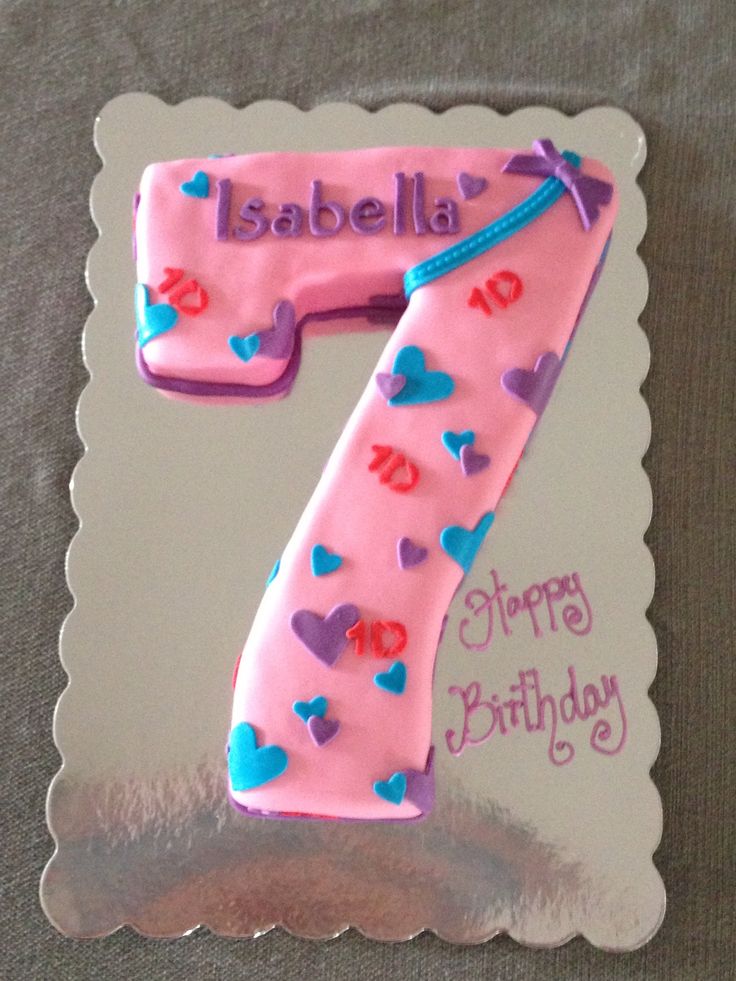 a birthday cake with the number seven on it