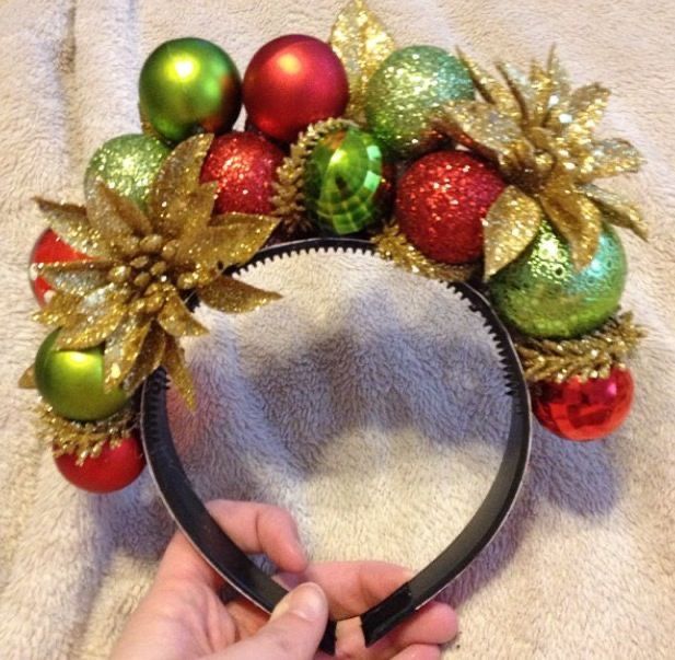 Christmas Ornament Headband, Ornament Headband Diy, Festive Headbands, Christmas Headbands Women, Christmas Headband Diy, Ornament Headband, Geek Outfit, Holiday Headpiece, Christmas Headpiece