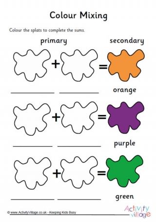 color mixing worksheet for kids to learn how to make them look like they are doing