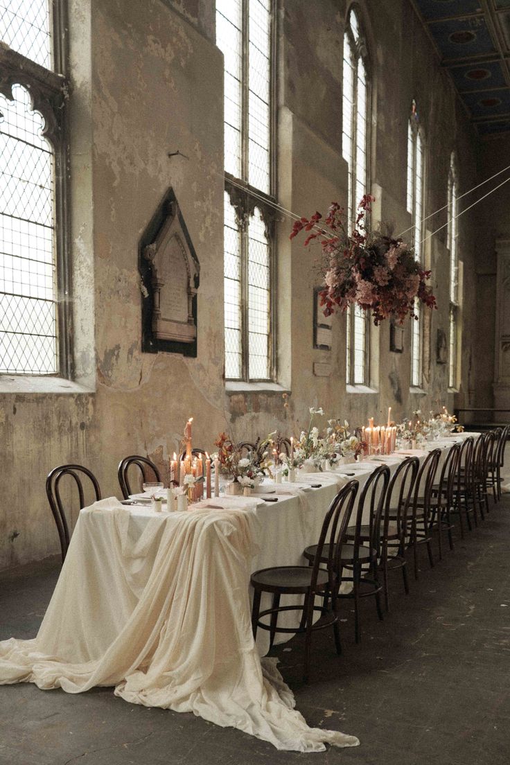 Europe Wedding Wedding Table Flower Arrangements, Candle Light Wedding, Table Decorations Wedding, Draping Wedding, Abandoned Churches, Table Flower Arrangements, Editorial Wedding Photography, Europe Wedding, Wedding Table Linens