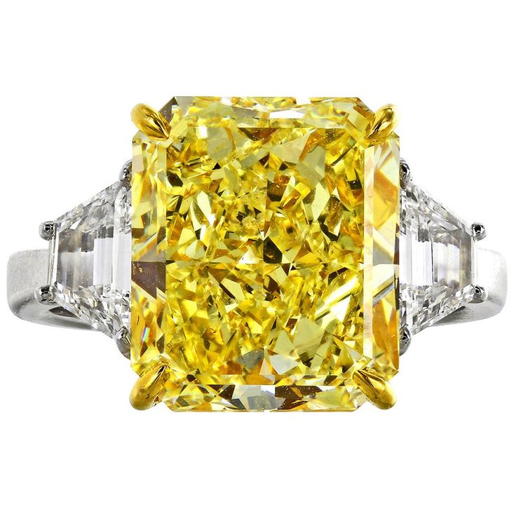 7.01 Carat Fancy Yellow GIA and White Diamond Ring | From a unique collection of vintage engagement rings at https://www.1stdibs.com/jewelry/rings/engagement-rings/ Yellow Diamond Engagement Rings, Fancy Yellow Diamond Ring, So Obsessed With Me, Radiant Diamond Rings, Radiant Cut Diamond Ring, Canary Diamond, Cushion Diamond Ring, Yellow Diamond Ring, Yellow Diamonds Engagement