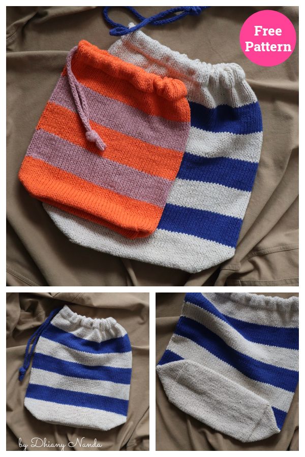 two pictures showing the same striped shorts and one with an orange, blue and white stripe on