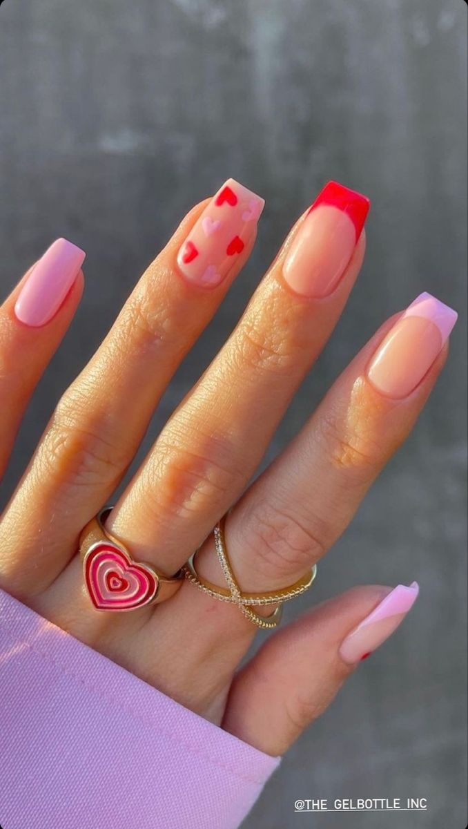 V Day Nails, Pink Nails Ideas Long, Do It Yourself Nails, Nails Ideas Long, Pink Nails Ideas, Y2k Acrylic, Tropical Vacation Nails, Vday Nails, Square French