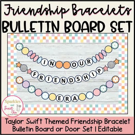 a bulletin board set with the words, friends and friends in pinks on it