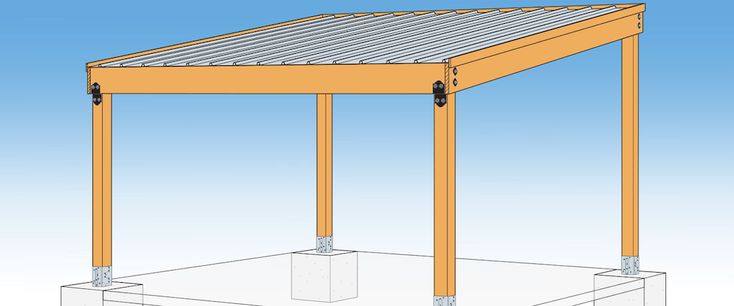 a drawing of a pergolated structure with metal bars on the top and bottom