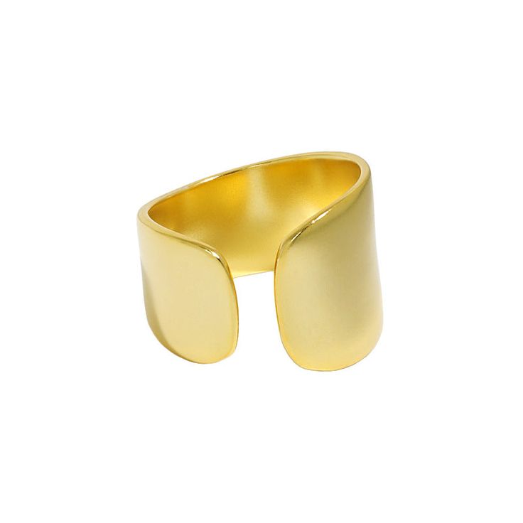 Metal Material: Solid 925 Sterling Silver 18K Yellow Gold or Rhodium Electroplating Ring Size: Adjustable in the range of US size 6 to 10 Ring Top Size: 14.5mm Ring Diameter: 16.9mm Modern Gold Dome Ring In Sterling Silver, Fine Jewelry Open Wide Band Metal Ring, Shiny Finish Open Ring For Gift, Open Ring With Shiny Finish For Gift, Gift Open Ring With Shiny Finish, Yellow Gold Sterling Silver Open Dome Ring, Gold Sterling Silver Ring With Shiny Finish, Gift Jewelry With Shiny Finish And Open Band, Shiny Open Band Jewelry Gift