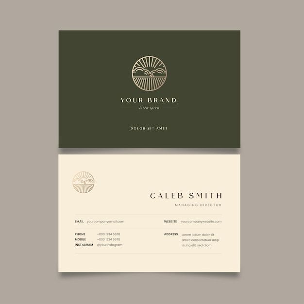 two business cards with the words your brand on them and an image of a bird