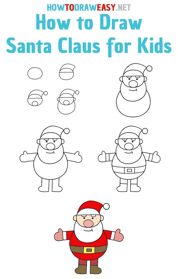 how to draw santa claus for kids in easy steps with pictures on the front and back