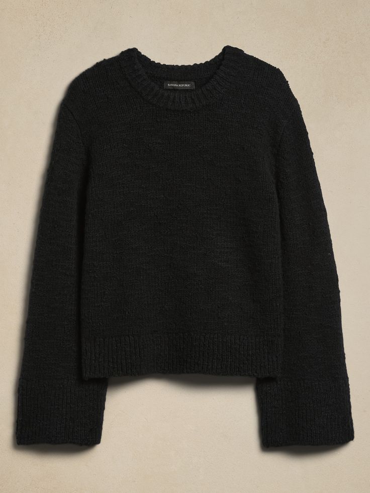 Austral Wool Sweater | Banana Republic Black Sweater Women, Women’s Sweaters, Knitted Sweaters Black, Black Knitted Sweater, Womens Black Sweater, Sweaters Black, Spring Break Outfit, Basic Sweaters, Black Knit Sweater