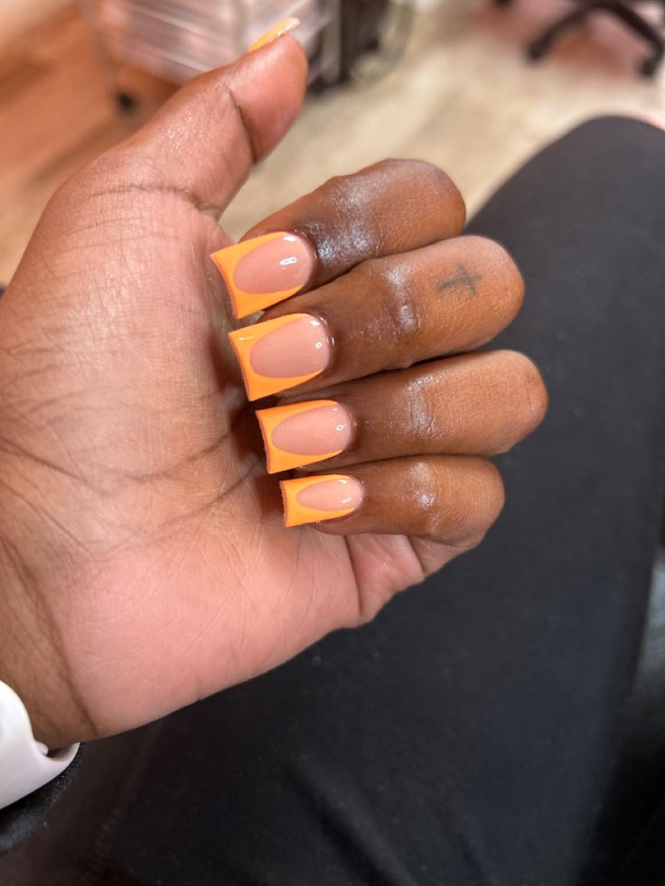 Orange Acrylic Nails, Acrylic Nail Set, Hard Nails, Ombre Acrylic Nails, Colored Acrylic Nails, Work Nails, Short Square Acrylic Nails, Exotic Nails, Acrylic Nails Coffin Pink