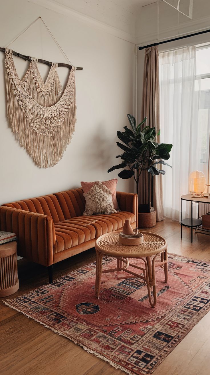 a living room filled with furniture and a rug