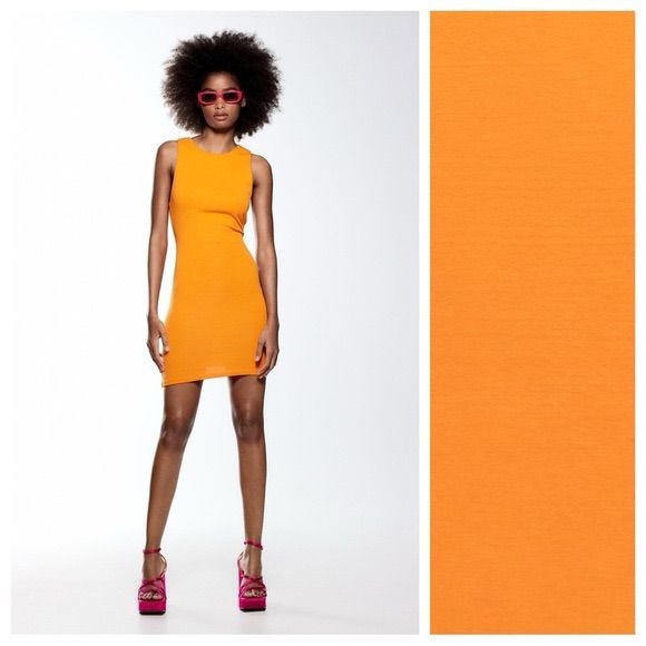 Nwt. Zara Orange Fitted Short Sleeveless Dress With A Round Neckline. Size S. Ref. 4174/311. Pit To Pit 12" Flat, Shoulders 9,5", ", Waist 11", Length 34. Zara Fitted Sleeveless Summer Dress, Orange Mini Sleeveless Dress, Zara Casual Mini Dress Stretch, Casual Orange Stretch Bodycon Dress, Zara Stretch Mini Dress For Summer, Spring Summer Stretch Bodycon Dress, Orange Fitted Sleeveless Mini Dress, Spring/summer Stretch Bodycon Dress, Casual Orange Stretch Midi Dress