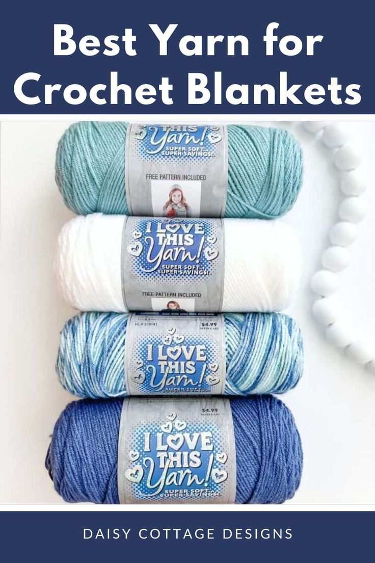 three skeins of yarn with the words best yarn for crochet blankets