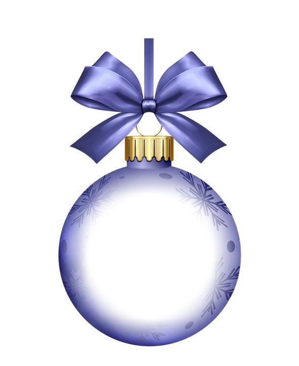 a blue christmas ornament with a bow on it