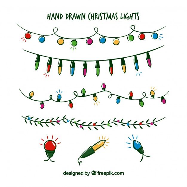 hand drawn christmas lights and garlands