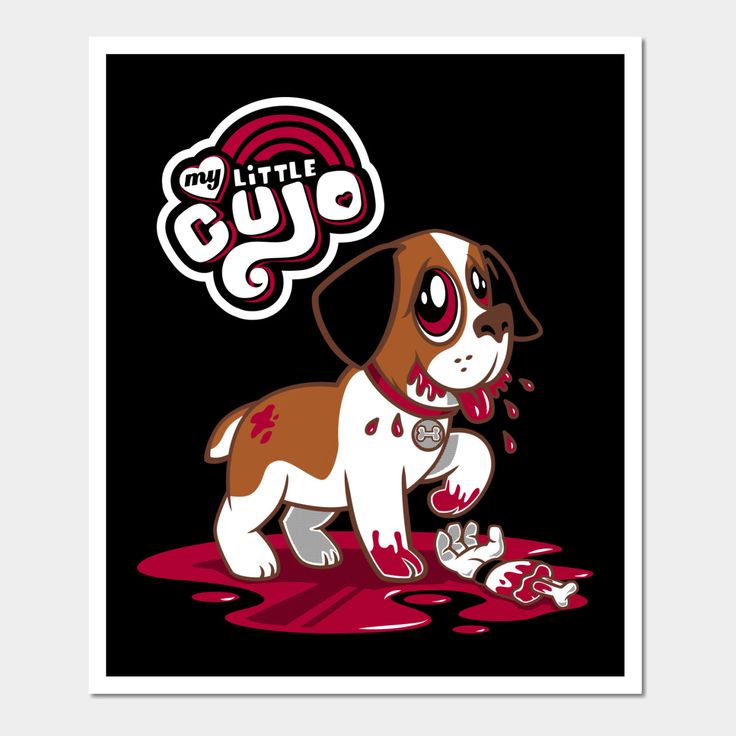 a cartoon dog with blood on the ground