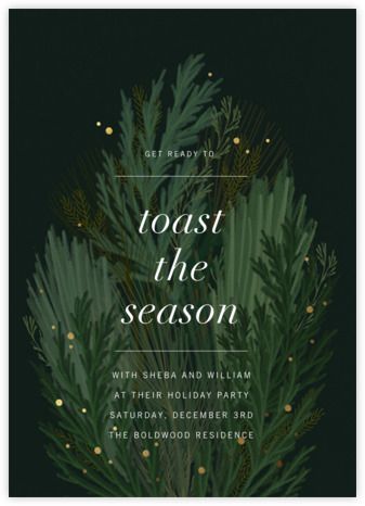 a holiday card with the words, holiday spirits and pine branches in green on a black background