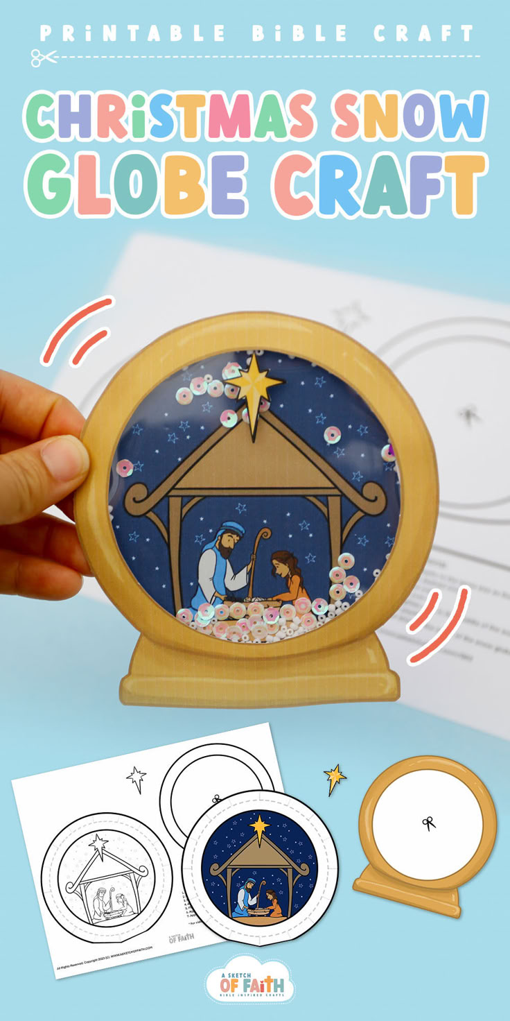 the christmas snow globe craft is shown with instructions to make it look like an old fashioned nativity scene