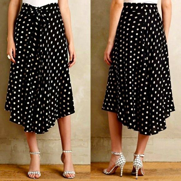 Love This Adorable Polka Dot Midi Skirt By Porridge For Anthropologie. It’s So Flattering! It Has A Front Tie With Zip And Hook Closure In The Back. Lined. In Like Brand New Condition! Only Worn Once. 26” Waist. 30 1/2” L. Asymmetrical Pleated Skirt For Day Out, Spring Polka Dot Long Skirt, Polka Dot Long Skirt For Spring, Chic Asymmetrical Skirt For Brunch, Chic Polka Dot Long Skirt, Chic Long Skirt With Polka Dot, Chic Midi Skirt For Brunch, Black Midi Skirt For Brunch, Casual Polka Dot Party Bottoms