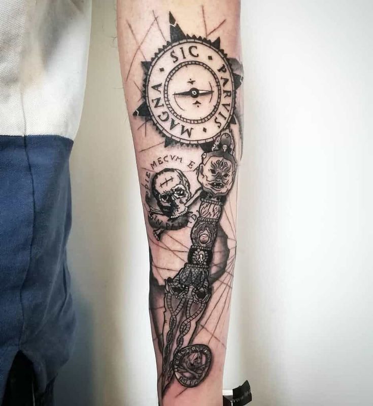 a person with a clock tattoo on their arm