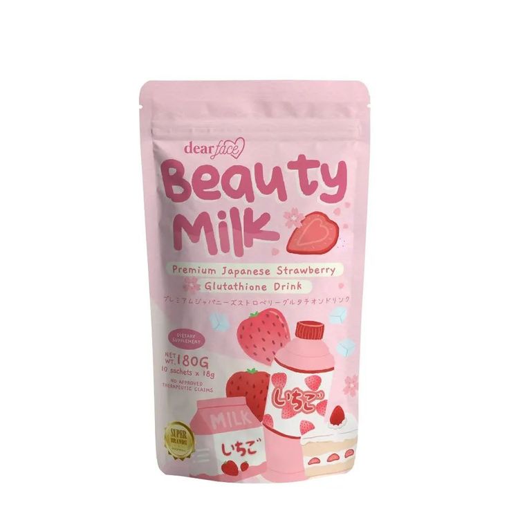 Dear Face Beauty Milk Premium Japanese Strawberry Glutathione Drink This new Dear Face Beauty Milk is a strawberry-flavored drink that is curated to help body to maintain youth and holistic regeneration. This is made with proprietary mixed of imported ingredients mainly from Japan. Product Features: ￼ Yummiest melon collagen drink. ￼ 50,000 mg of Japan Collagen. ￼ Packed in a super secured packaging. ￼ Made with Fine powder, easily dissolved even in cold water. ￼ Can be served in cool or hot... Beauty Milk Collagen Drink, Dear Face Beauty Milk, Dear Face, Bday List, Strawberry Drinks, Collagen Drink, Face Beauty, Body Powder, Cute Strawberry