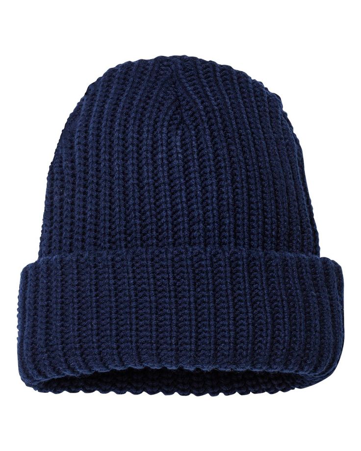 12" Chunky Knit Cuffed Beanie - NAVY - ONE SIZE | Sportsman 12" Chunky Cuffed Beanie Hat in Navy Blue | Acrylic Chunky Beanie, Chunky Knit Hat, Blue Beanie, King Fashion, Cuffed Beanie, Knit Cap, Pom Beanie, Athletic Fashion, Knit Cuff