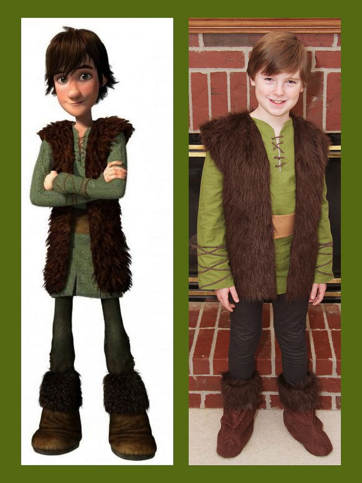 two pictures of the same person in different outfits, one with brown fur vest and green shirt